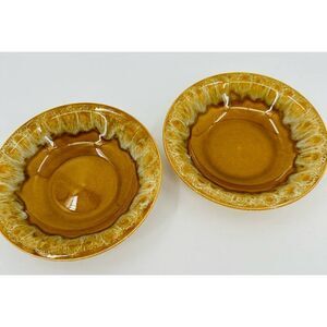 2 Vintage 1960s Canonsburg Pottery Butterscotch Ironstone Dessert Bowls 6" small